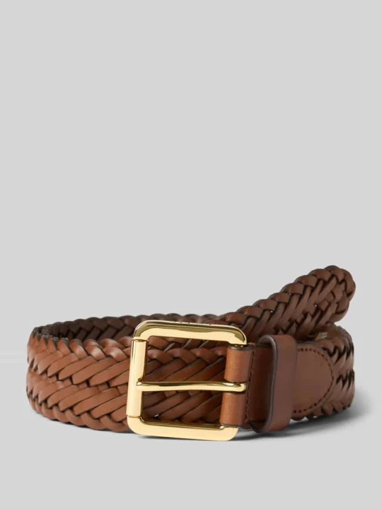 Zdjęcie produktu Pasek skórzany w efekcie plecionki ze sprzączką Lauren Ralph Lauren Koniakowy