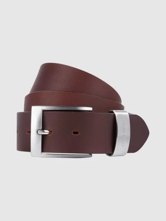 Zdjęcie produktu Pasek skórzany z matową sprzączką Pierre Cardin Średniobrązowy
