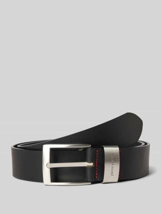 Zdjęcie produktu Pasek skórzany z matową sprzączką Pierre Cardin Czarny