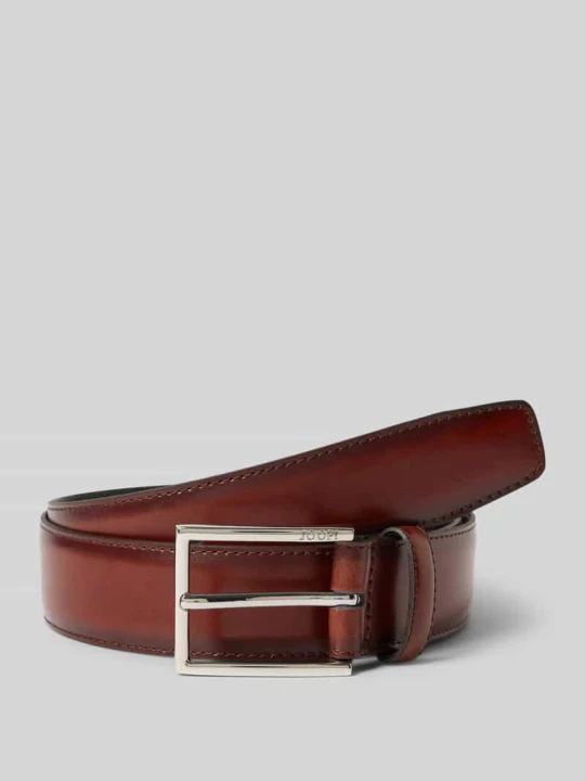 Zdjęcie produktu Pasek skórzany męski JOOP! Collection; Skóra naturalna; Sprzączka; Wytłaczane logo; Pikowanie; Szerokość w rozmiarze 90: 3 cm Ciemnobrązowy