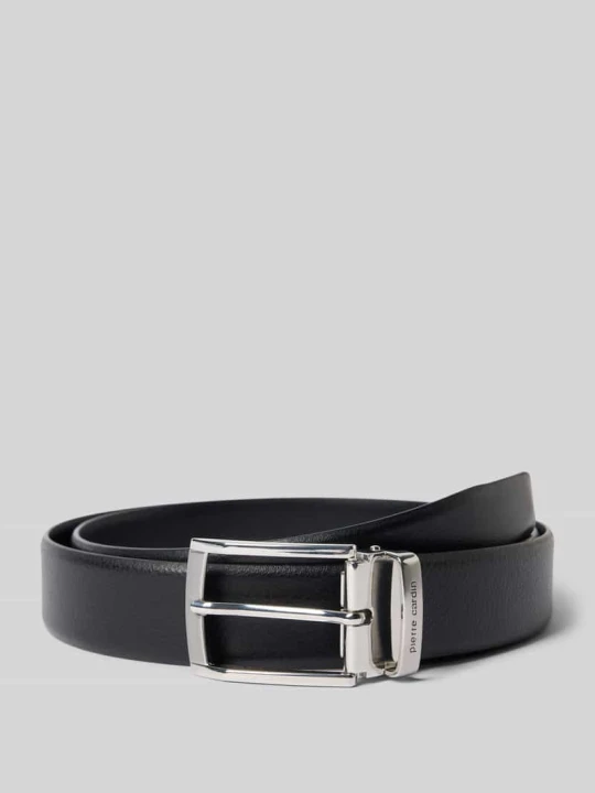 Zdjęcie produktu Pasek skórzany ze sprzączką Pierre Cardin Czarny