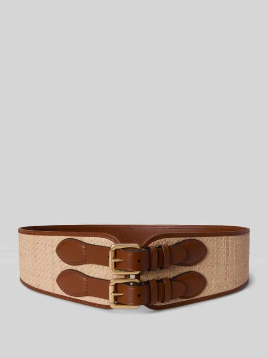 Zdjęcie produktu Pasek w talii z plecionki słomkowej z podwójną sprzączką Lauren Ralph Lauren Koniakowy