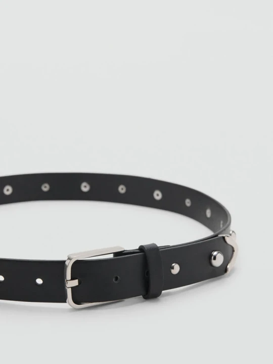 Zdjęcie produktu Pasek z ćwiekami ze sztucznej skóry czarny - Teen - - MANGO TEEN