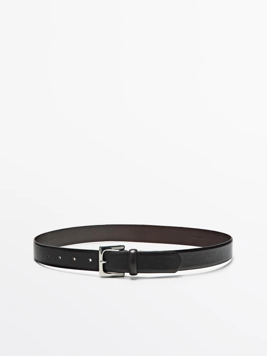 Zdjęcie produktu Pasek Z Kwadratową Sprzączką Z Wykończeniem Nappa - Brązowy - L / 90cm - Massimo Dutti - Female