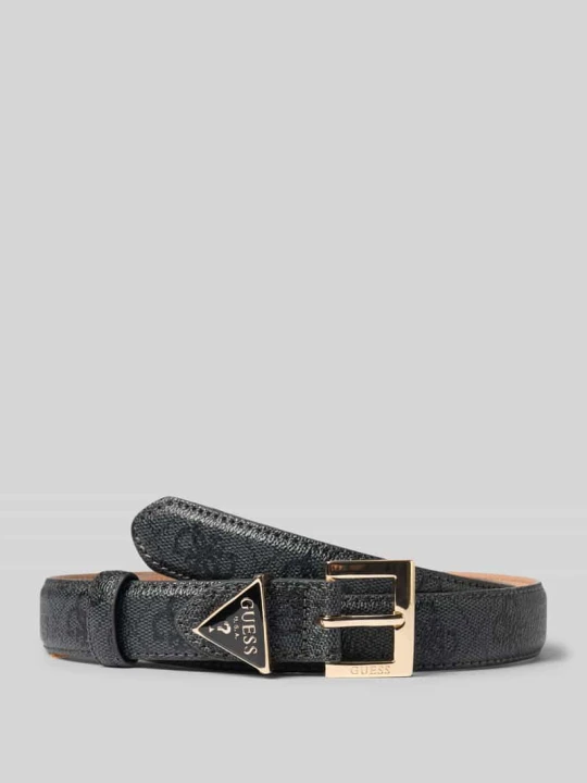 Zdjęcie produktu Pasek z nadrukiem z logo na całej powierzchni model 'Noelle' Guess Czarny