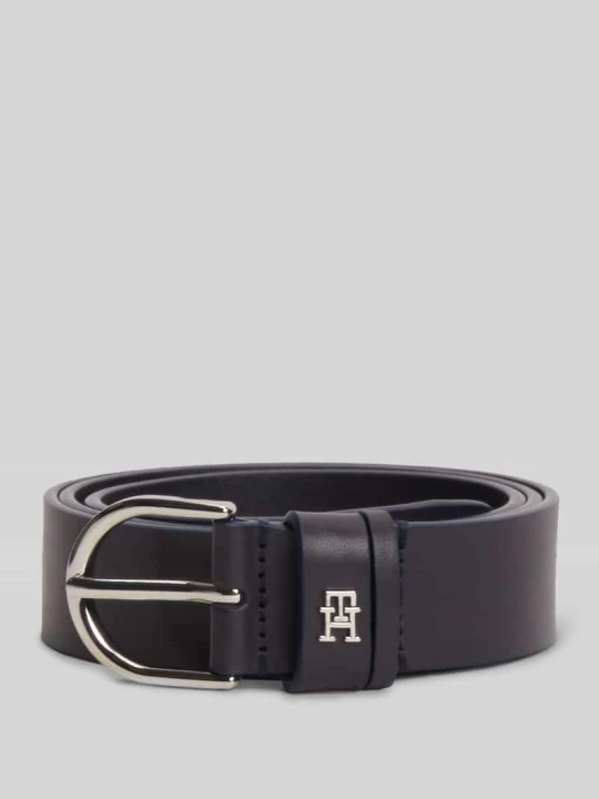 Zdjęcie produktu Pasek z naturalnej skóry z aplikacją z logo Tommy Hilfiger Ciemnoniebieski
