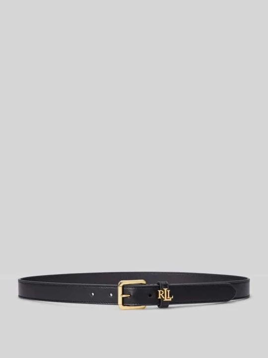 Zdjęcie produktu Pasek z naturalnej skóry z detalem z logo Lauren Ralph Lauren Czarny