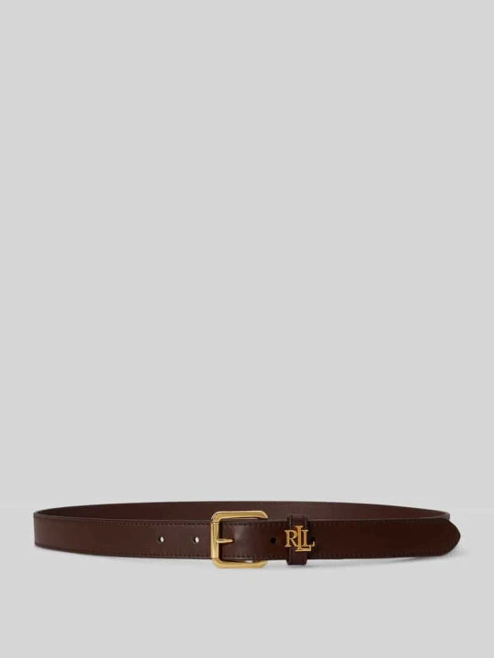 Zdjęcie produktu Pasek z naturalnej skóry z detalem z logo Lauren Ralph Lauren Ciemnobrązowy