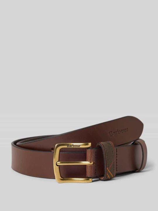 Zdjęcie produktu Pasek z naturalnej skóry z wytłaczanym logo Barbour Ciemnobrązowy