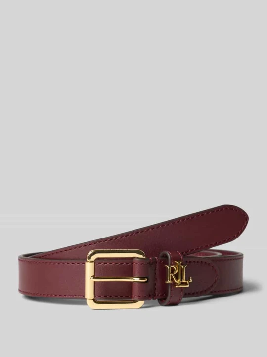Zdjęcie produktu Pasek ze skóry bydlęcej z aplikacją z metką Lauren Ralph Lauren Ciemnoczerwony