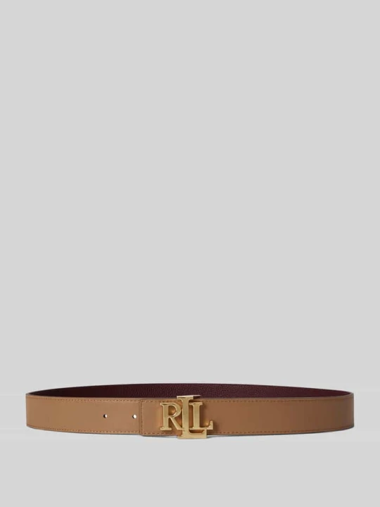 Zdjęcie produktu Pasek ze skóry bydlęcej z logo-sprzączką Lauren Ralph Lauren Bordowy