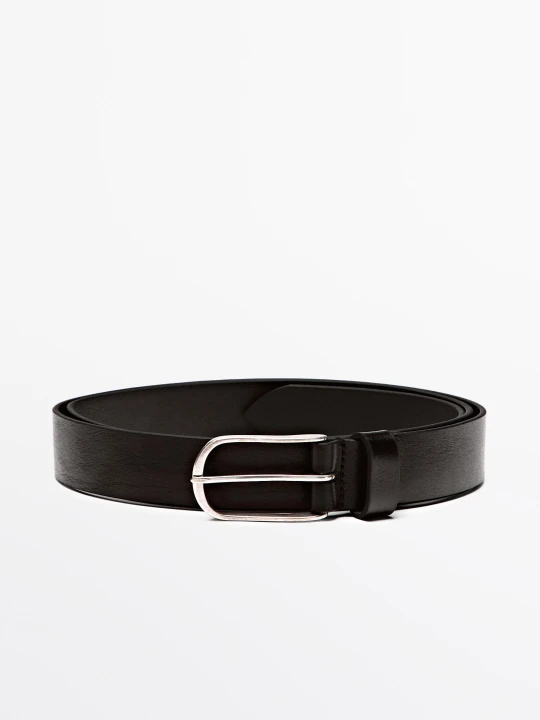 Zdjęcie produktu Pasek Ze Skóry Nappa - Czarny - Massimo Dutti - Male