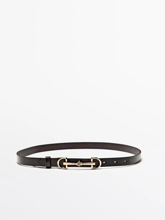 Zdjęcie produktu Pasek Ze Skóry Nappa W Jeździeckim Stylu - Brązowy - M / 85cm - Massimo Dutti - Female