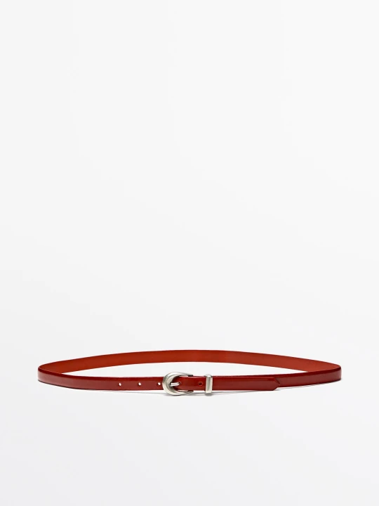 Zdjęcie produktu Pasek Ze Skóry Nappa Ze Szlufką - Czerwony - S / 80cm - Massimo Dutti - Female
