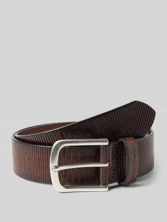 Zdjęcie produktu Pasek ze skóry naturalnej model ‘ROY’ Tom Tailor Ciemnobrązowy