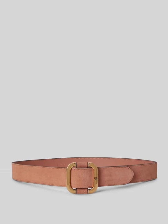 Zdjęcie produktu Pasek ze skóry welurowej z wytłoczonym logo Lauren Ralph Lauren Brudnoróżowy