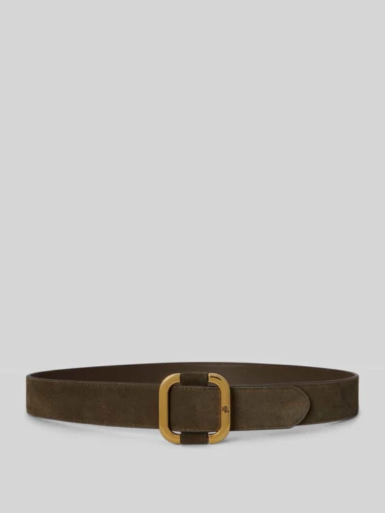 Zdjęcie produktu Pasek ze skóry welurowej z wytłoczonym logo Lauren Ralph Lauren Oliwkowy