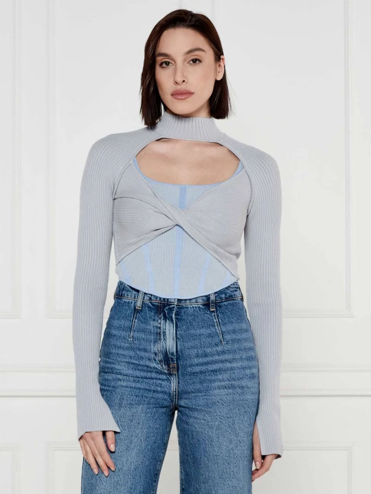 Zdjęcie produktu Patrizia Pepe Bluzka 2w1 | Slim Fit szary