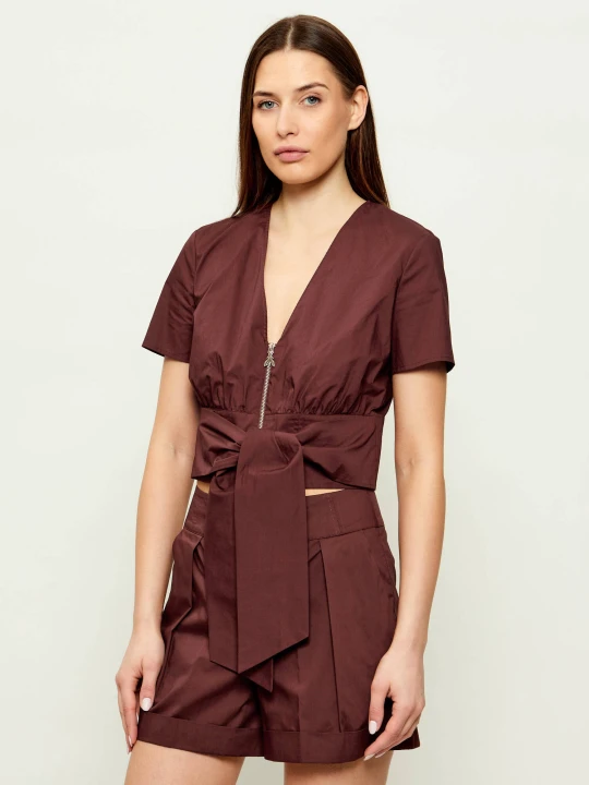 Zdjęcie produktu Patrizia Pepe Bluzka | Cropped Fit brązowy