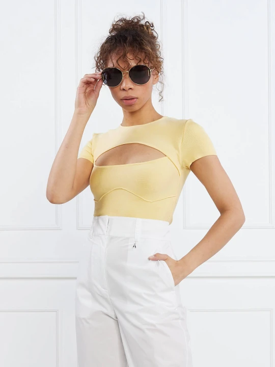 Zdjęcie produktu Patrizia Pepe Bluzka MAGLIA/KNIT | Slim Fit żółty