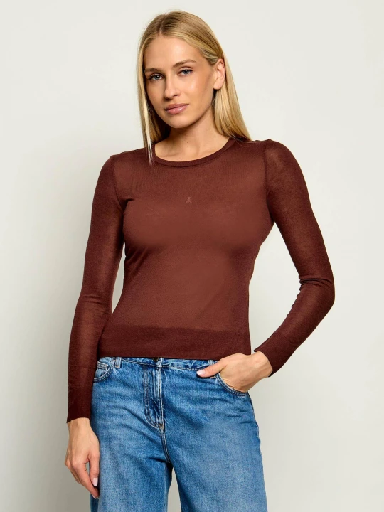 Zdjęcie produktu Patrizia Pepe Bluzka | Slim Fit | z dodatkiem jedwabiu i kaszmiru brązowy