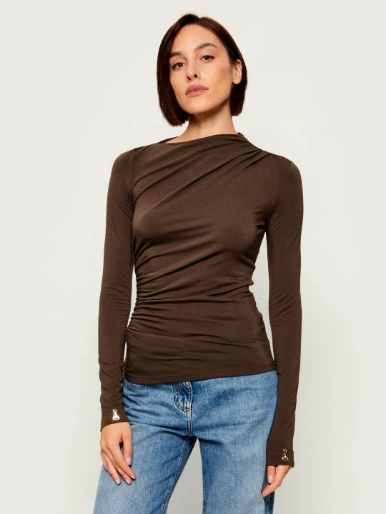 Zdjęcie produktu Patrizia Pepe Bluzka | Slim Fit | z dodatkiem wełny brązowy