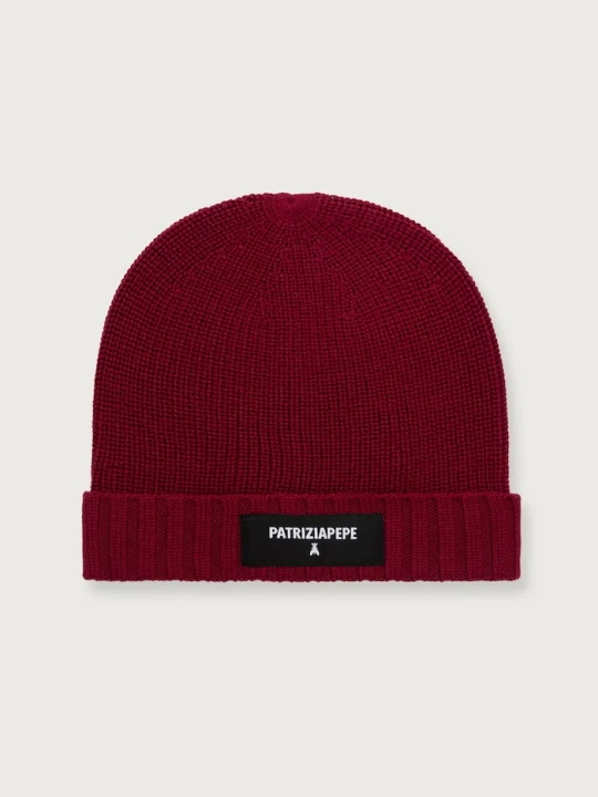 Zdjęcie produktu Patrizia Pepe czapka beanie damska bordowy