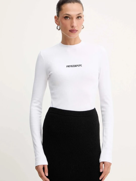 Zdjęcie produktu Patrizia Pepe longsleeve damski bawełniany z elastanem biały