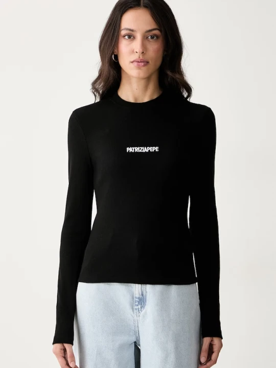 Zdjęcie produktu Patrizia Pepe longsleeve damski bawełniany z elastanem czarny