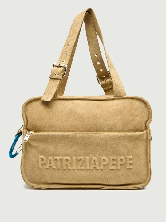 Zdjęcie produktu Patrizia Pepe Shopperka | zamsz beżowy