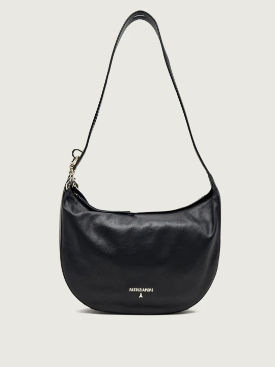 Zdjęcie produktu Patrizia Pepe Skórzane hobo New Moon czarny