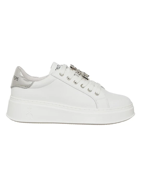 Zdjęcie produktu Patrizia Pepe Skórzane sneakersy w kolorze srebrno-białym rozmiar: 41