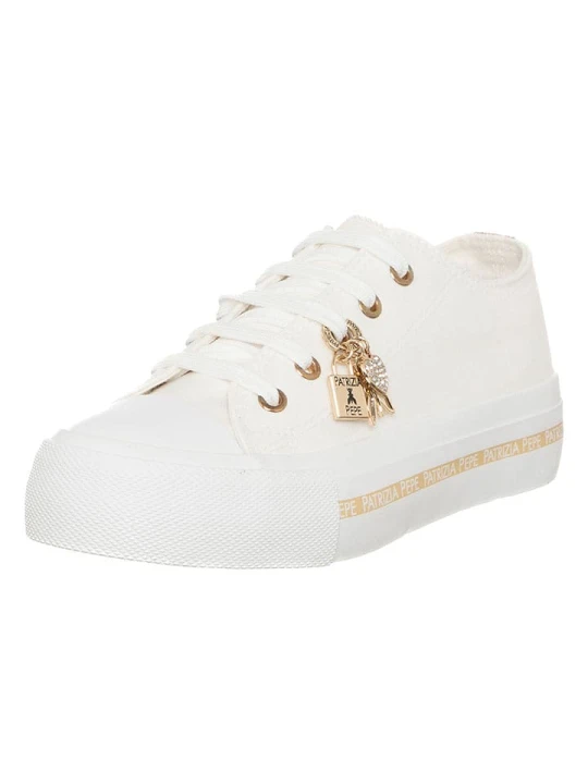 Zdjęcie produktu Patrizia Pepe Skórzane sneakersy w kolorze złoto-białym rozmiar: 37
