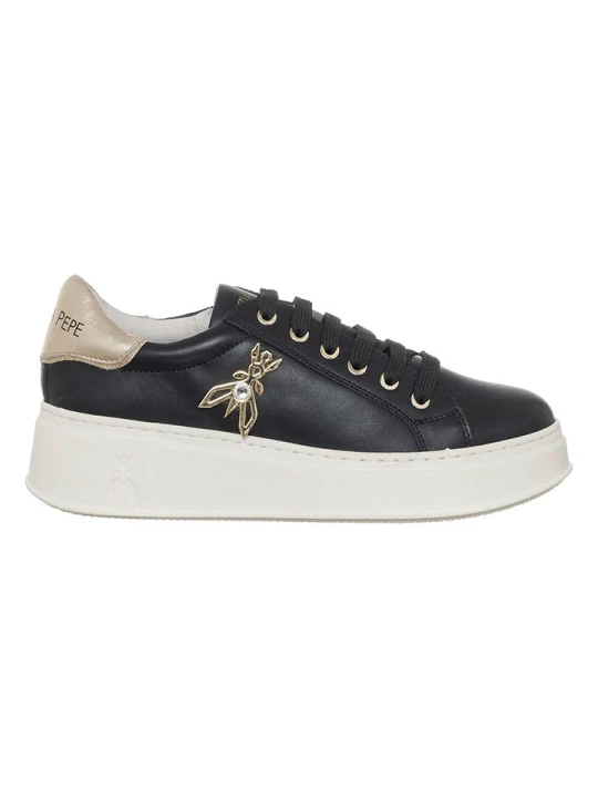 Zdjęcie produktu Patrizia Pepe Skórzane sneakersy w kolorze złoto-czarnym rozmiar: 38