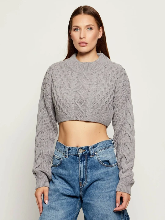 Zdjęcie produktu Patrizia Pepe Sweter | Cropped Fit | z dodatkiem wełny szary