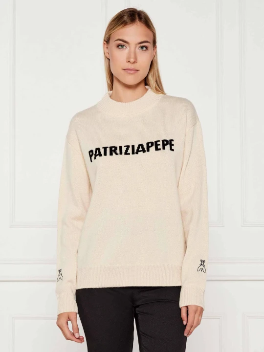 Zdjęcie produktu Patrizia Pepe Sweter | Relaxed fit | z dodatkiem wełny kremowy
