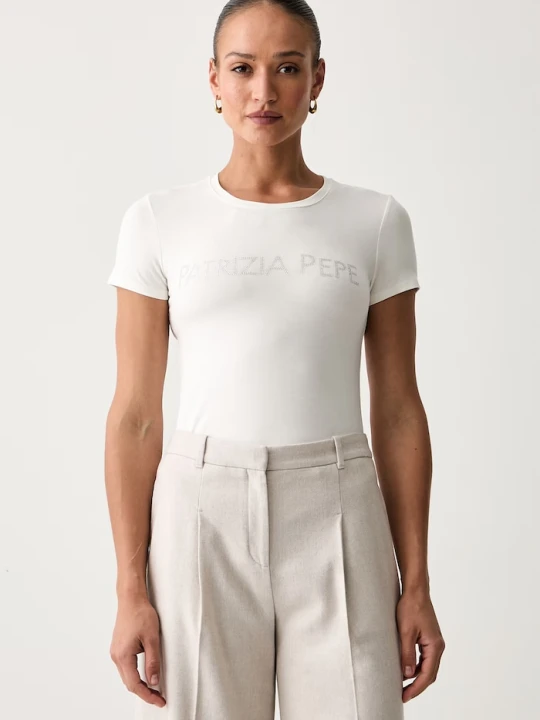Zdjęcie produktu Patrizia Pepe T-shirt damski z wiskozą beżowy