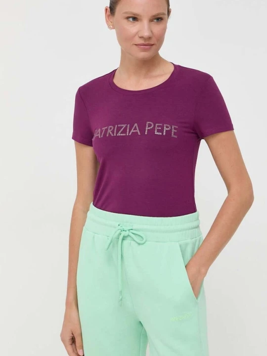 Zdjęcie produktu Patrizia Pepe T-shirt damski z wiskozą fioletowy
