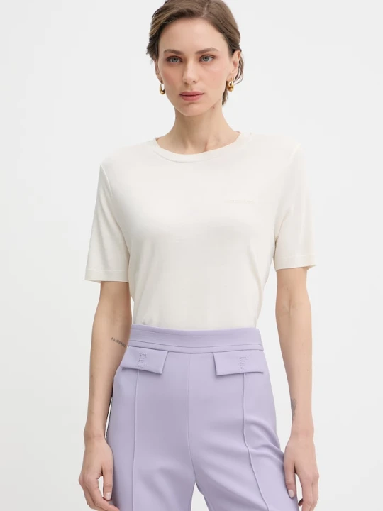 Zdjęcie produktu Patrizia Pepe T-shirt damski z lyocellem beżowy