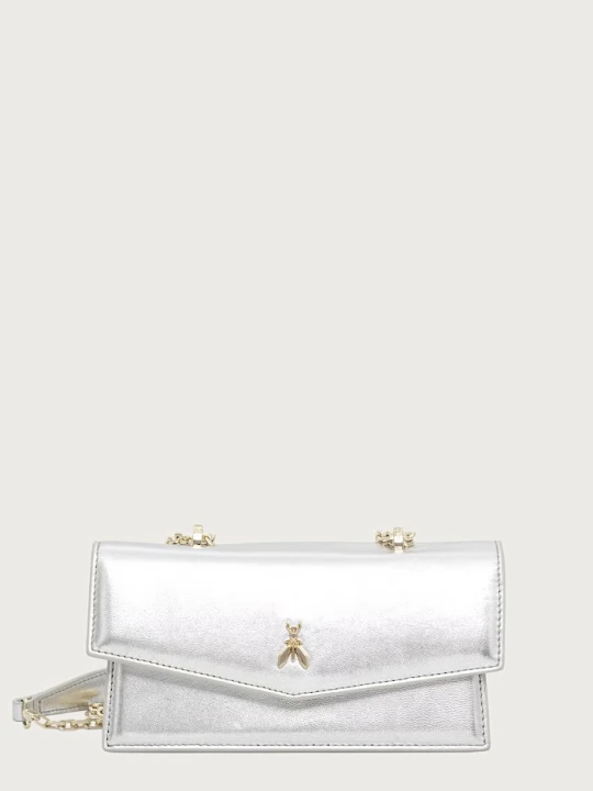 Zdjęcie produktu Patrizia Pepe torebka crossbody damska skórzana srebrny