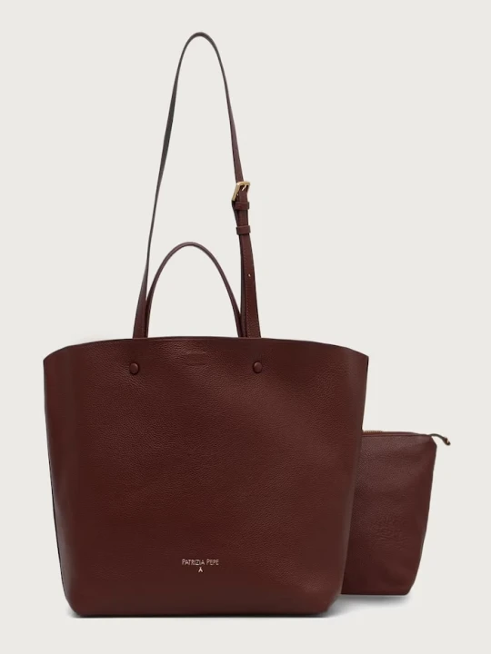 Zdjęcie produktu Patrizia Pepe torebka shopper damska skórzana brązowy