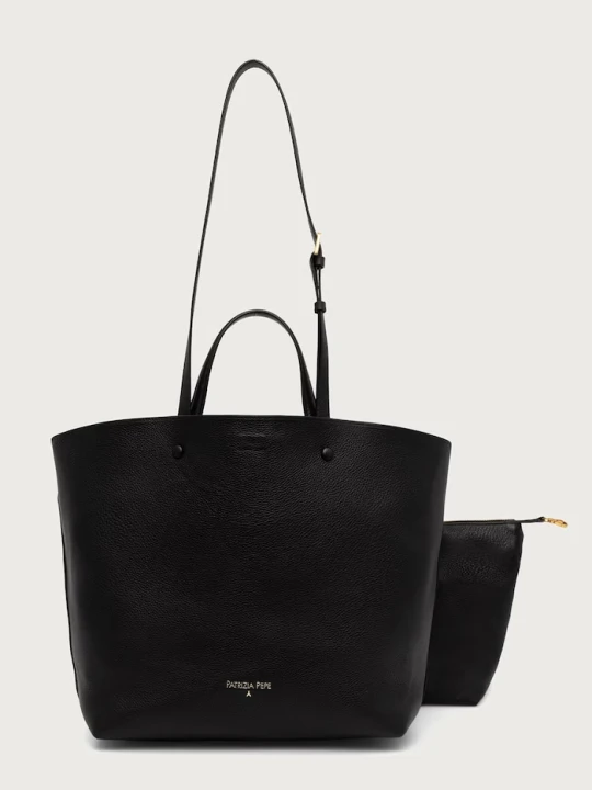 Zdjęcie produktu Patrizia Pepe torebka shopper damska skórzana czarny