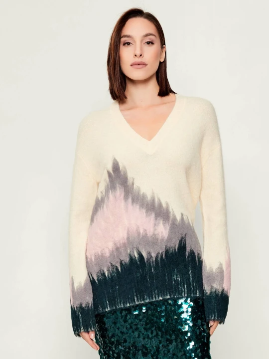 Zdjęcie produktu Patrizia Pepe Wełniany sweter | Oversize fit kremowy