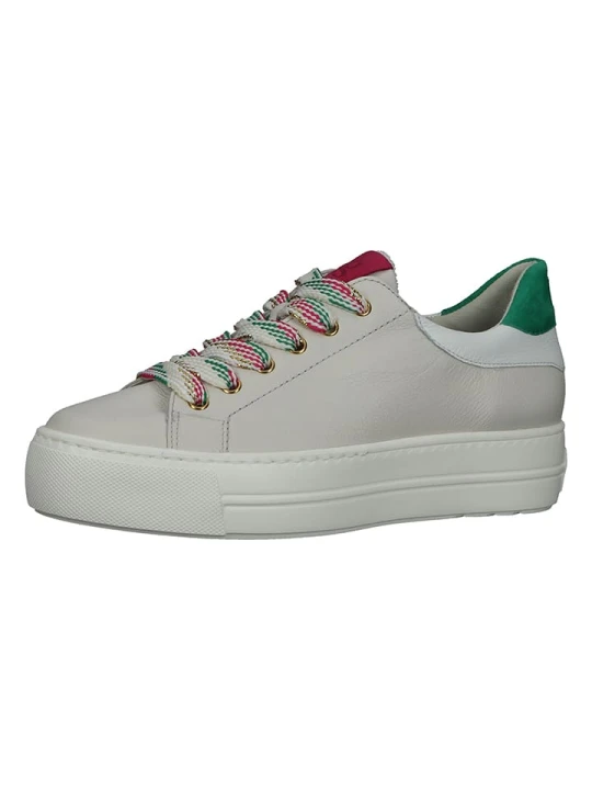 Zdjęcie produktu Paul Green Skórzane sneakersy w kolorze beżowo-zielonym rozmiar: 40