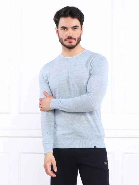 Zdjęcie produktu Paul&Shark Lniany sweter | Regular Fit błękitny