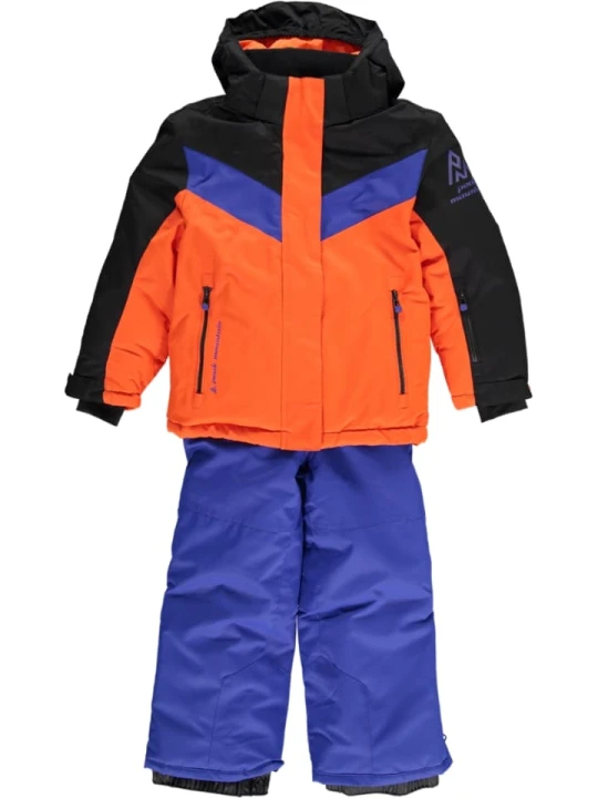 Zdjęcie produktu Peak Mountain 2-częściowy zestaw narciarski w kolorze niebiesko-pomarańczowym rozmiar: 116