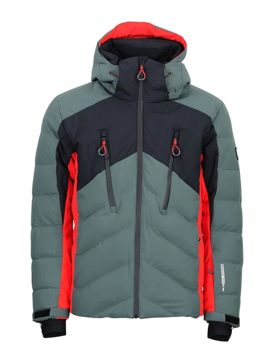 Zdjęcie produktu Peak Mountain Kurtka narciarska "Chalet" w kolorze zielono-pomarańczowym rozmiar: XXL