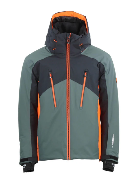 Zdjęcie produktu Peak Mountain Kurtka narciarska "Crampon" w kolorze zielono-pomarańczowym rozmiar: 3XL
