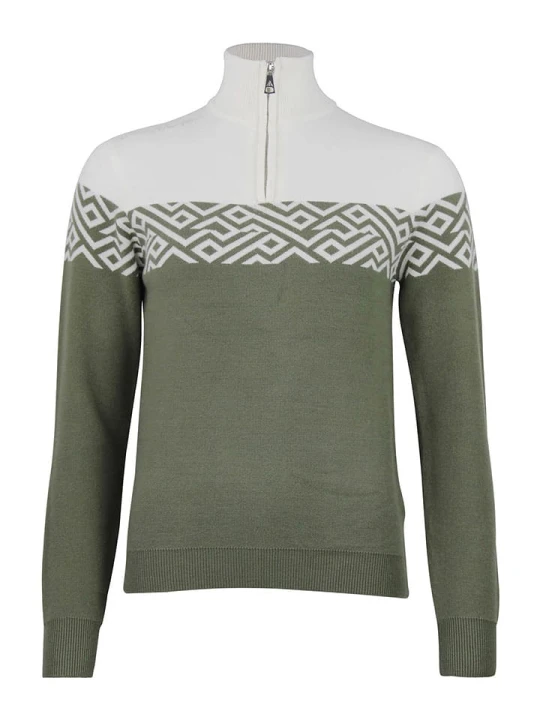 Zdjęcie produktu Peak Mountain Sweter "Akar" w kolorze zielono-białym rozmiar: L