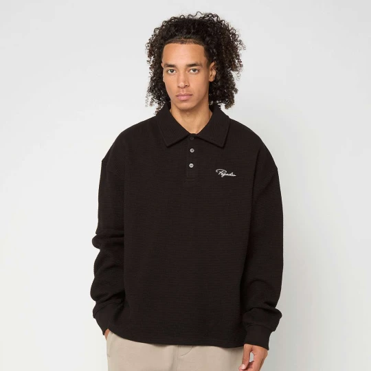 Zdjęcie produktu Signar Waffle Polo Longsleeve Pegador czarny